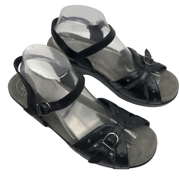 Dansko Sissy Sandals Sz 41 10.5 - 11 Leather Strappy Heel Buckle Platform Shoes - Picture 1 of 11